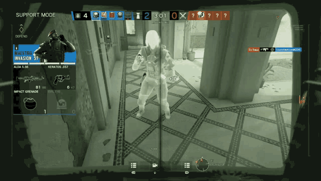 a screenshot of a video game that says support mode on the top