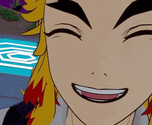a close up of a cartoon character 's face with flames coming out of his hair