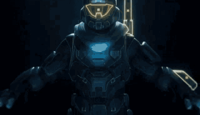 a computer generated image of a futuristic soldier in a helmet .