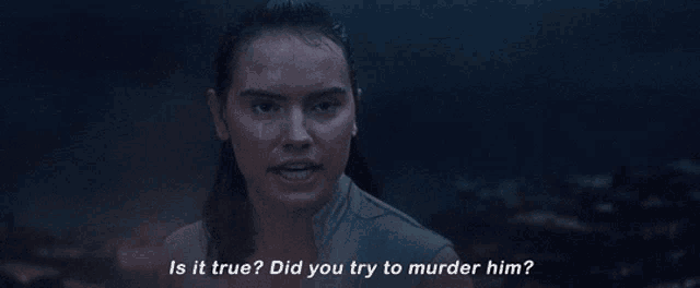 a woman with her eyes closed says " is it true did you try to murder him "