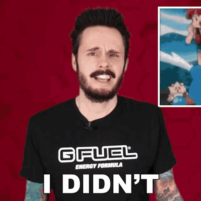 a man wearing a gfuel energy formula shirt