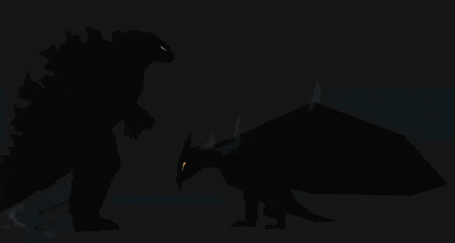 a silhouette of a monster with a blue stripe on its head