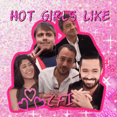 a collage of people with the words hot girls like cfi on it