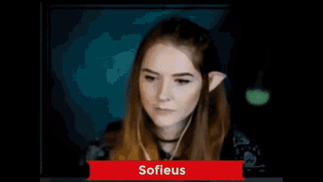 a woman wearing a pair of goggles with the name sofieus on the bottom right