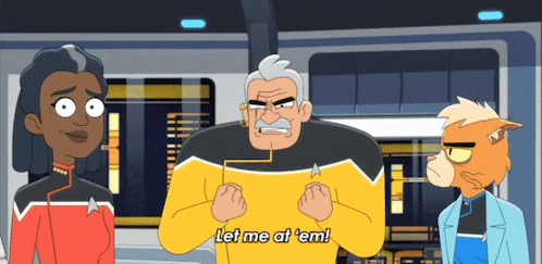 a group of cartoon characters are standing next to each other on a ship .