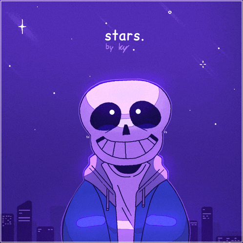 a drawing of a skeleton with the words stars by ky on it