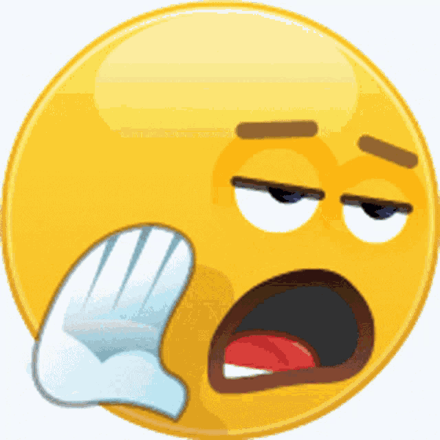 a cartoon smiley face with a hand covering his mouth