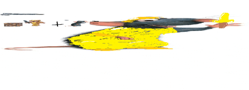 a cartoon drawing of a helicopter with a yellow tail