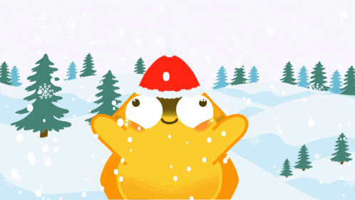 a christmas card with a yellow frog wearing a santa hat and the words merry christmas liwanag