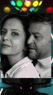 a black and white photo of a man and a woman