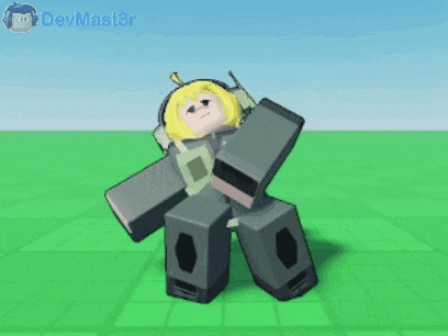 a cartoon character is dancing in a video game on a green grid .