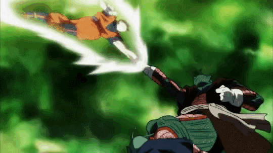 a cartoon character is flying through the air while another character is standing next to him .