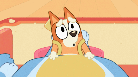 a cartoon dog with a surprised expression on its face