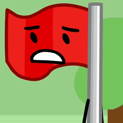 a red flag with a sad face on it