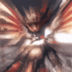 a close up of a person 's face with a blurred background of a butterfly 's wings