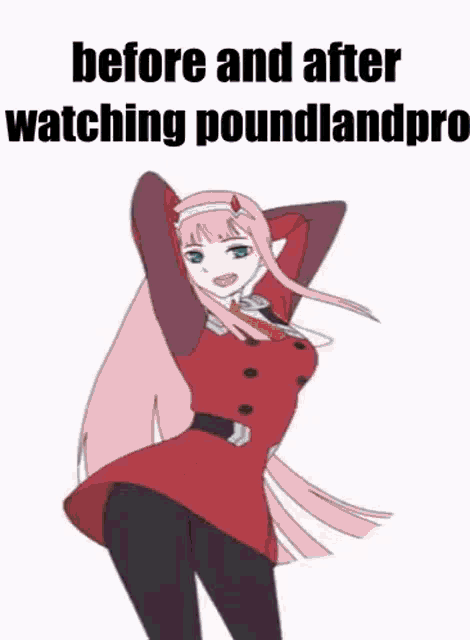 a cartoon of a girl dancing with the words `` before and after watching poundlandpro ''