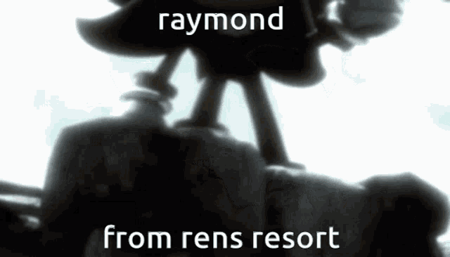a picture of raymond from ren 's resort with a cartoon character in the background