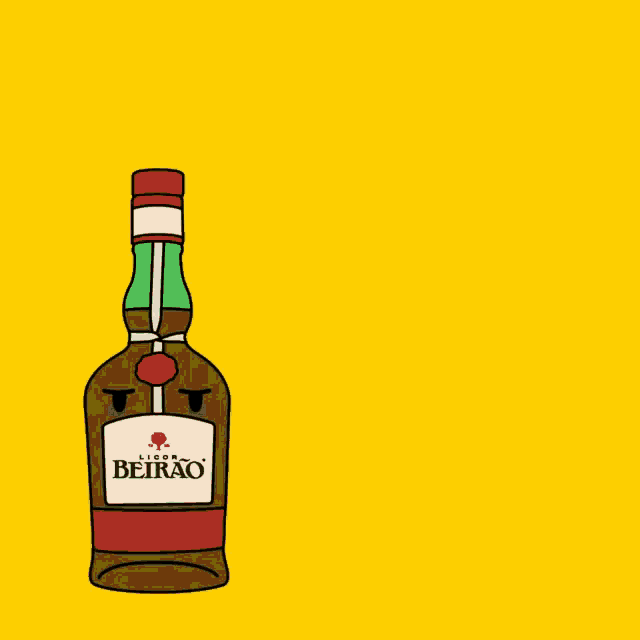 a bottle of beirao is sleeping on a yellow background with the words segunda-feira above it