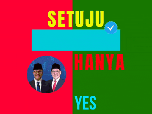 a pink and green poster with the words anda percaya kpu on it