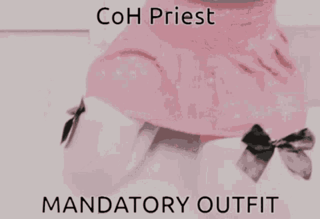 a picture of a girl in a pink dress with the words mandatory outfit