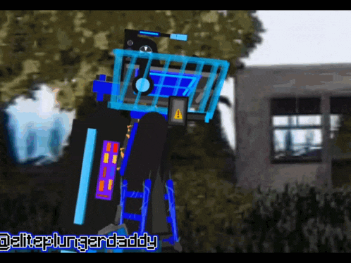 a drawing of a person with a blue basket on their head and the words @eliteplungerdaddy below it