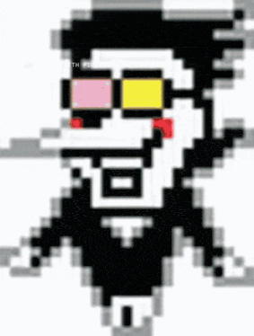 a pixel art drawing of a man wearing sunglasses and a tuxedo .