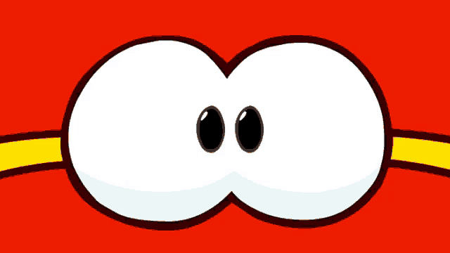 a close up of a cartoon eye with a red background