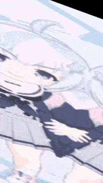 a close up of a girl with white hair