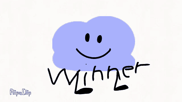 a drawing of a cloud with a smiling face and the word winner written below it