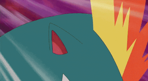 a cartoon drawing of a pokemon with flames coming out of its chest