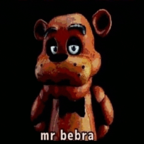 a close up of a teddy bear with a bow tie and the words `` mr bebra '' .