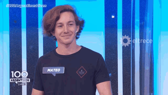 a young man with a name tag that says mateo on it