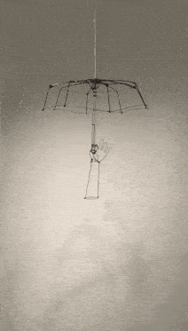 a drawing of a hand holding an umbrella