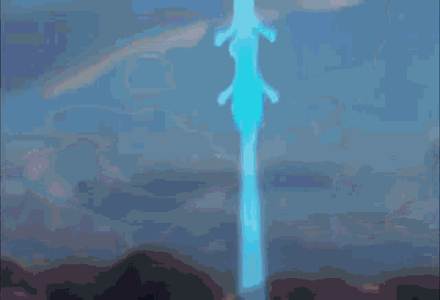 a purple and blue background with a glowing object in the center