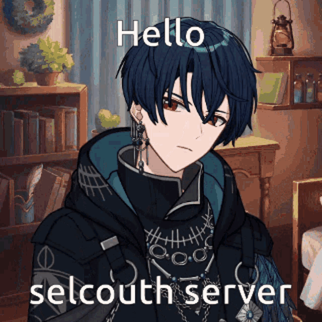 a picture of a boy with the words hello selcouth server on it