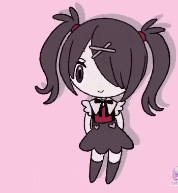it is a drawing of a girl with pigtails and a cross on her head .