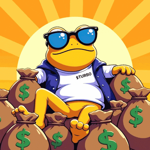 a frog wearing sunglasses is sitting on a pile of money
