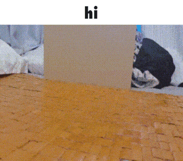 a brick floor with the word hi on the bottom