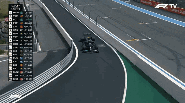 a race car is driving down a race track and the lap is 18 152