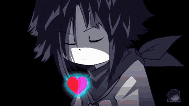 a drawing of a girl with a pink heart in her chest