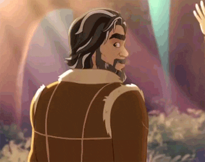 a cartoon character with a beard and long hair