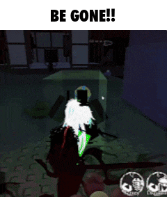 a screenshot of a video game with the words be gone on it