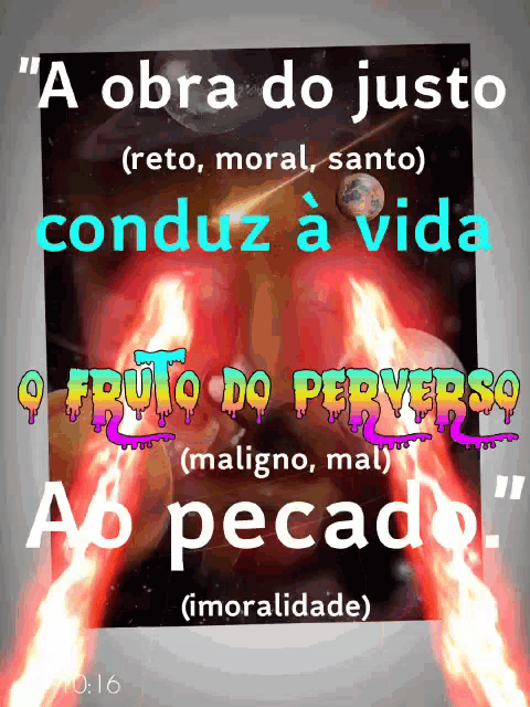 a poster that says ' a obra do justo conduz a vida '