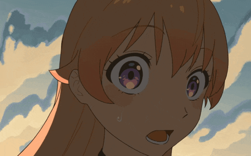 a drawing of a girl with a choker and a surprised look on her face