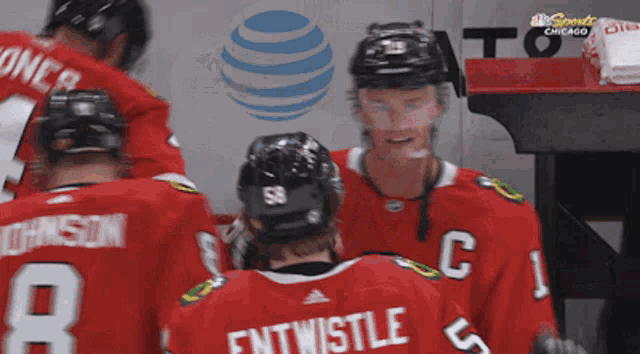 a hockey player with the name entwhistle on their back