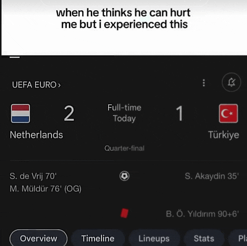 a screenshot of a uefa euro match between netherlands and turkey