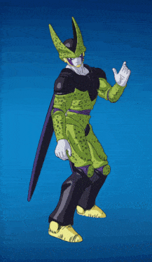 cell from dragon ball z is flying through the air with his arms outstretched