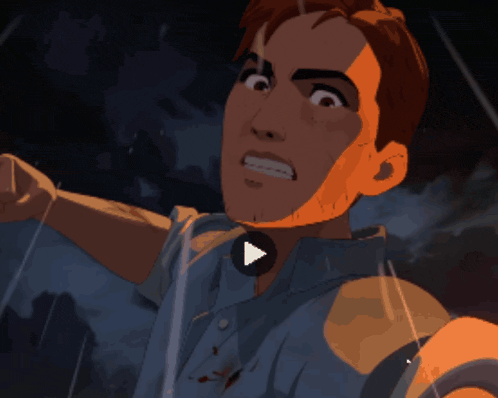 a close up of a cartoon character 's face with an angry expression