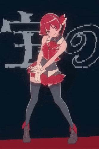 a pixel art drawing of a girl in a red dress with the number 2 in the background