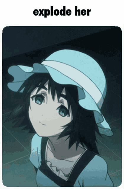 a picture of a girl with the words explode her on the bottom